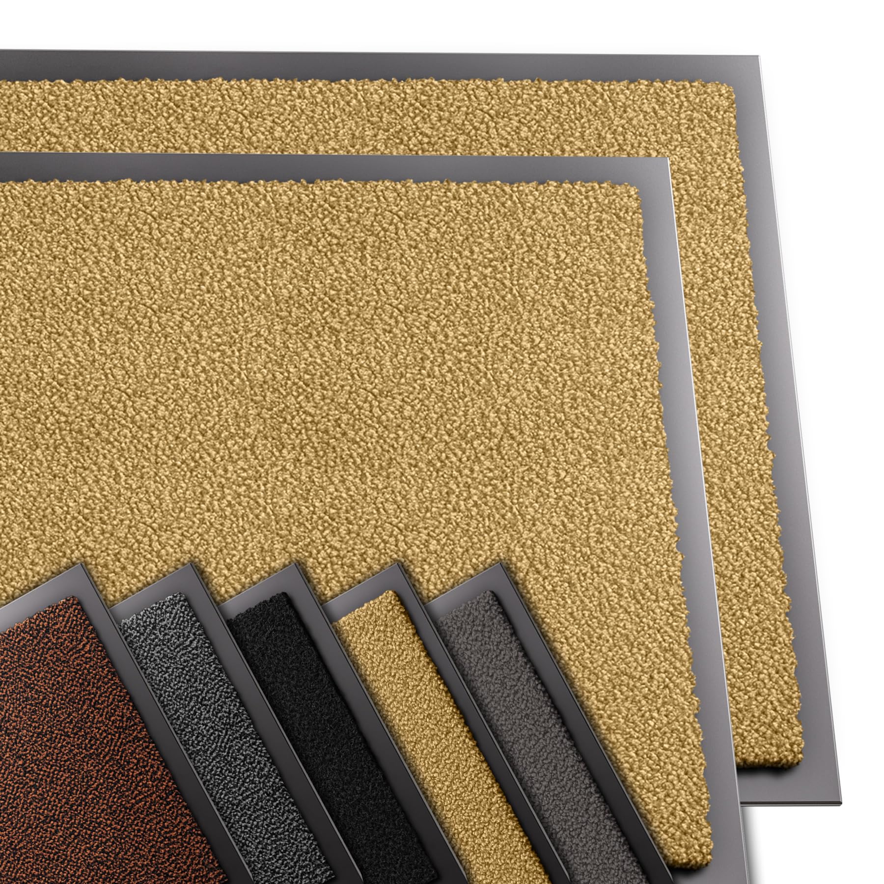 VOUNOT® Set of 2 Door Mats for Outdoor or Indoor, Dirt trapper, Non Slip Barrier Mat Washable Welcome Doormat Entrance Rug, Beige, 60x90cm
