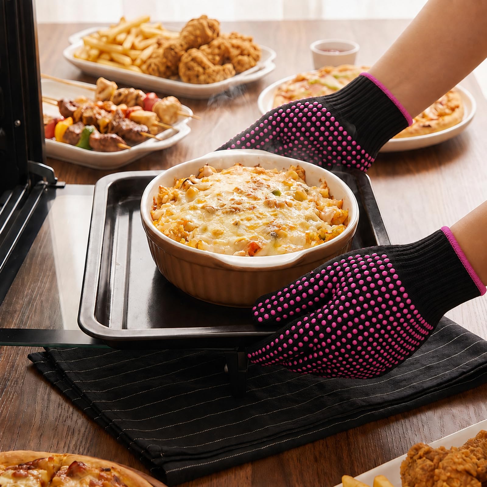 HTVRONT Hitzebeständige Handschuhe für Sublimation, 2 Stück, mit Silikon-Noppen