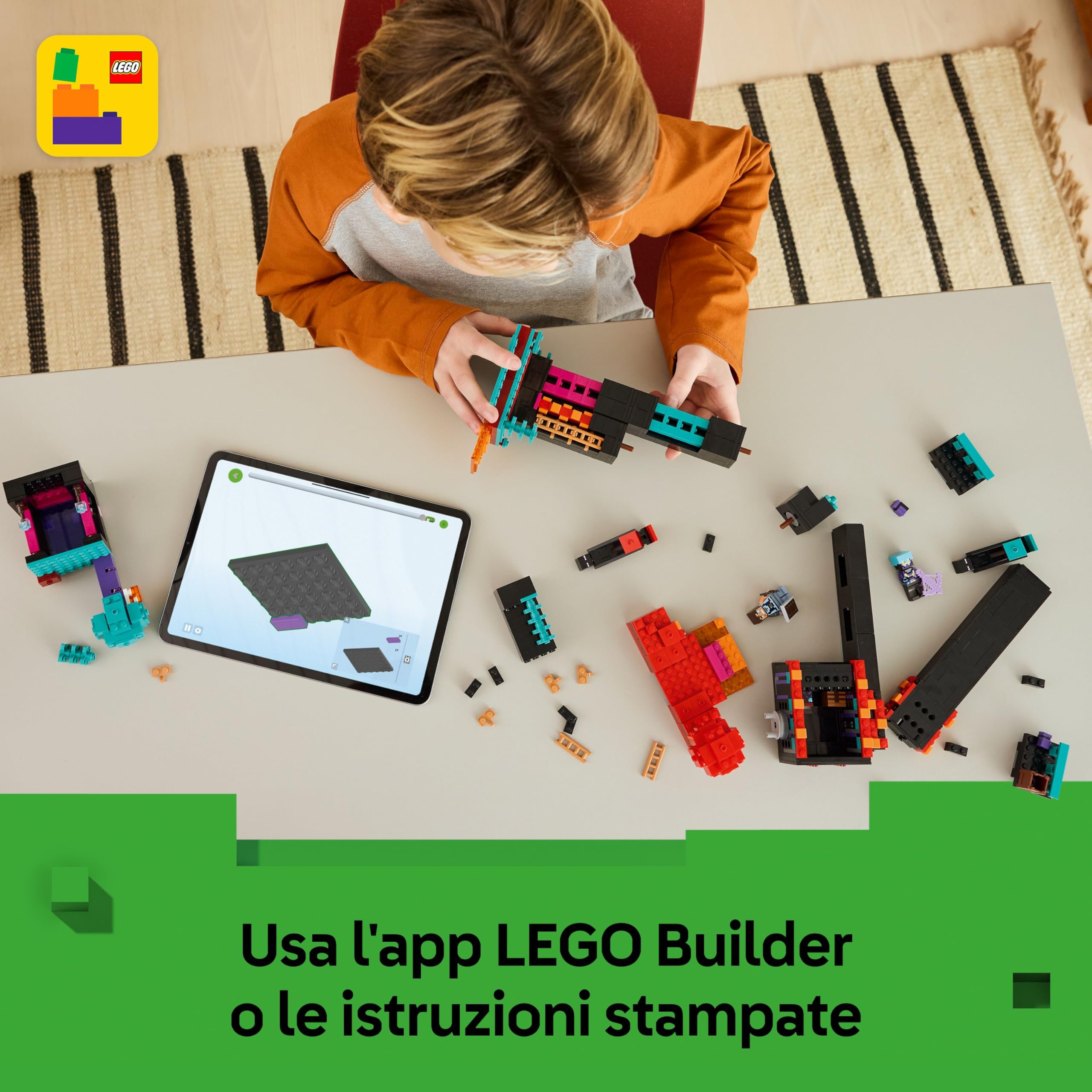 LEGO Minecraft 2in1 La Torre dell'Enderman - Giocattolo Modulare che si Trasforma in 2 Fortezze - con Mob dell'Enderman e un Portale del Nether - Regalo per Gamer, Bambini e Bambine da 9 Anni - 21279