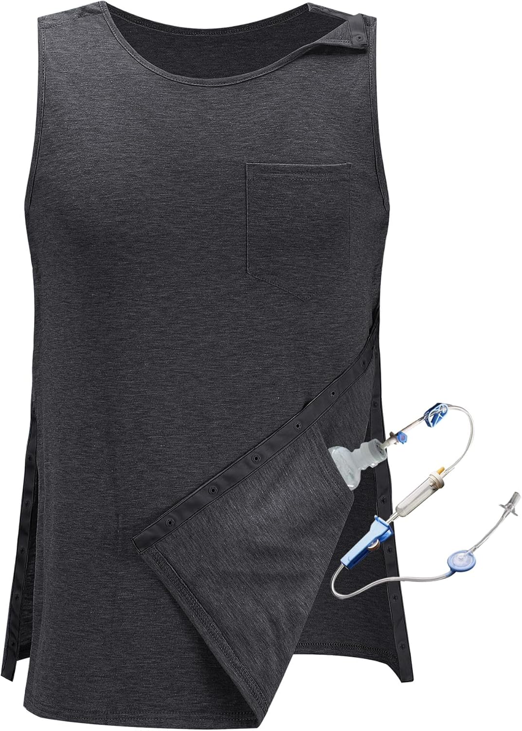 iWoo Post Surgery Tank Tops for Women/Men Mastectomy Shoulder Tearaway Snap Shirts Button Up Rotator Cuff Chemo Recovery