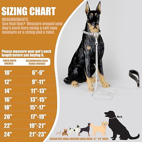 Miniatura 6 de Collar de cadena para perro, collar de acero inoxidable de 0.394 pulgadas, collar de perro de eslabones cubanos de metal con hebilla a presión,