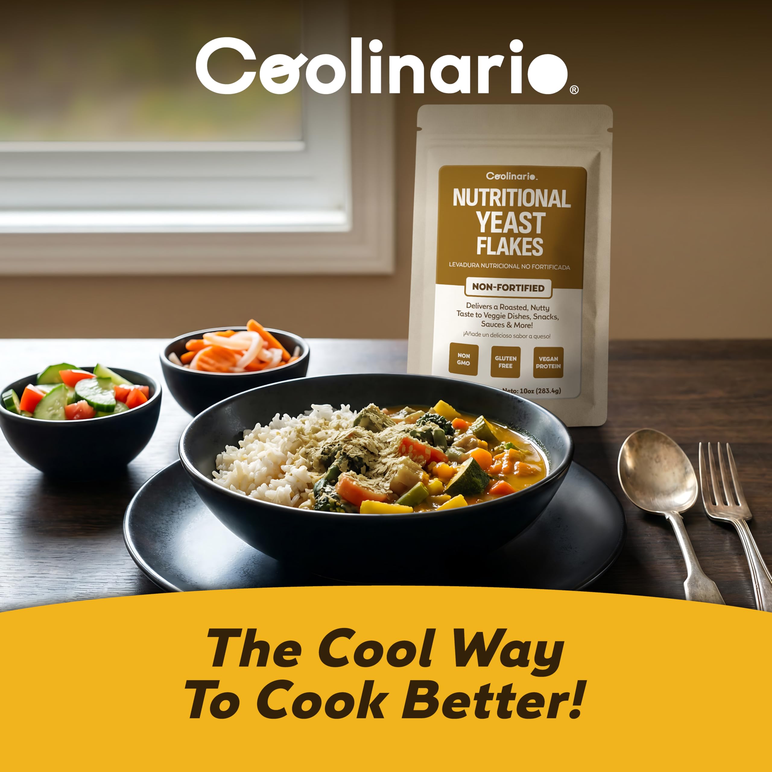 Coolinario Lievito Alimentare Non Fortificato (56 g) | Condimento Naturale Vegano Ricco di Proteine e Fibre | Sapore Tostato per Piatti Salati | Senza Glutine e 100% Vegetale