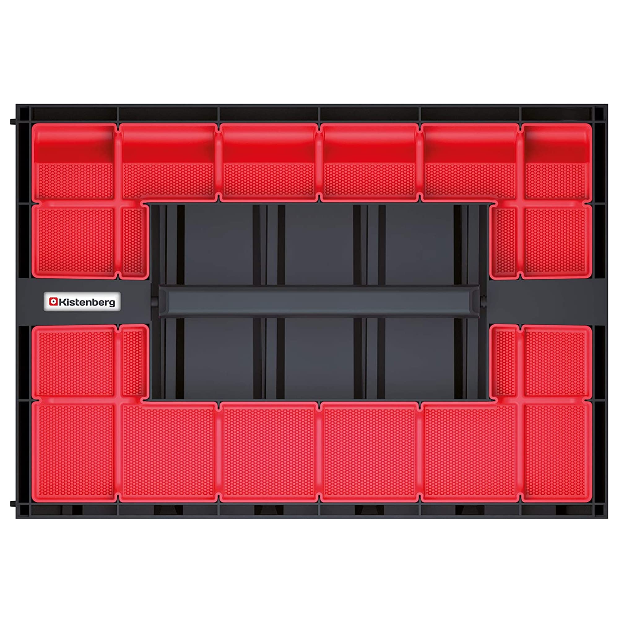 Kistenberg Werkzeugkoffer KTC30256S inklusive 5x Organizer mit Trennstege | Komfortabler Griff | wandmontierbar | stapelbar | Kunststoff | 41,5 x 29 x 29,5 cm