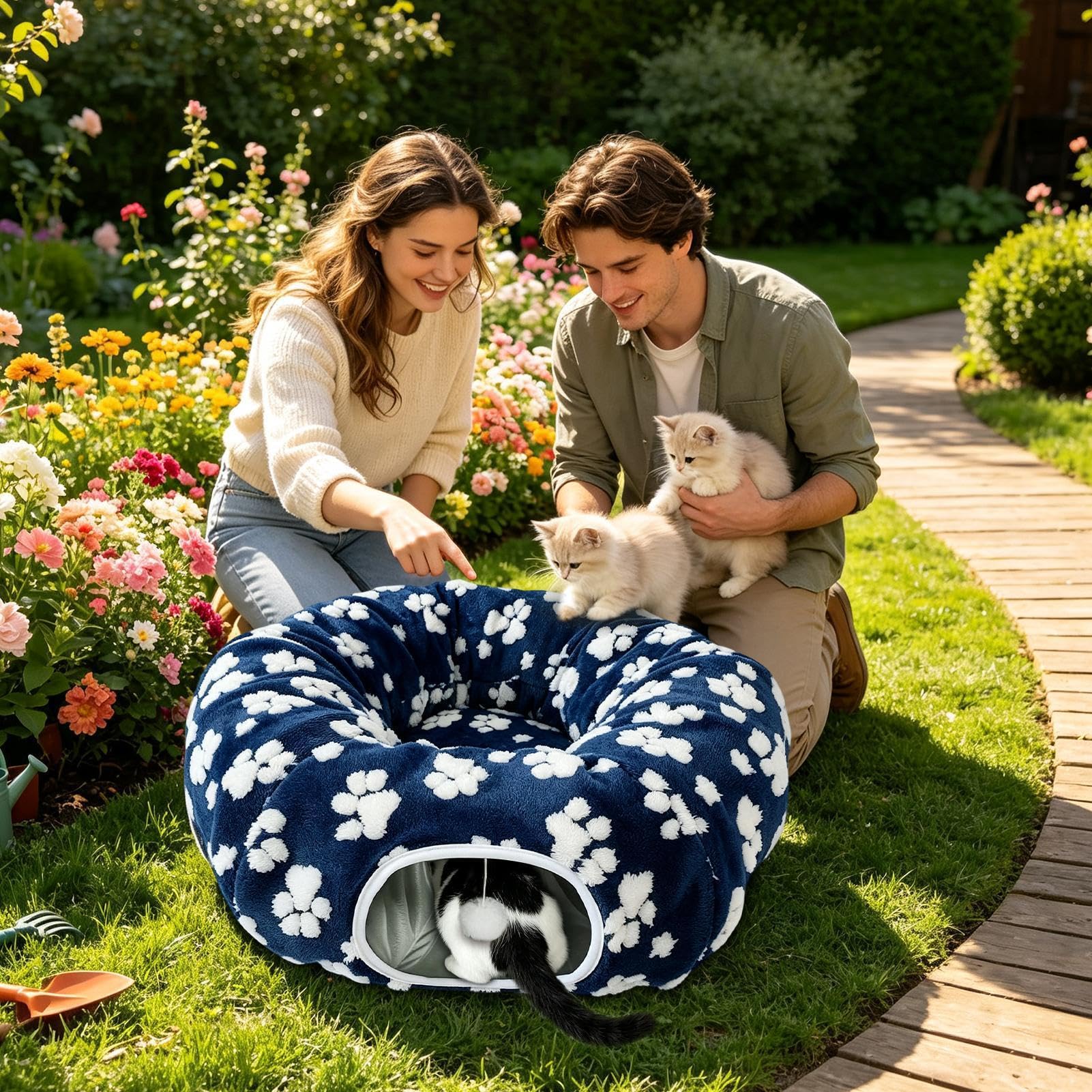 Générique Tunnel Donut pour Chat Fourniture Animale Douce Lavable Grande | Tunnel De Chat Lit Animaux Pour Intérieur, Sol, Maison, Salon, Chambre, Balcon, , Chiot Et Petit Chien