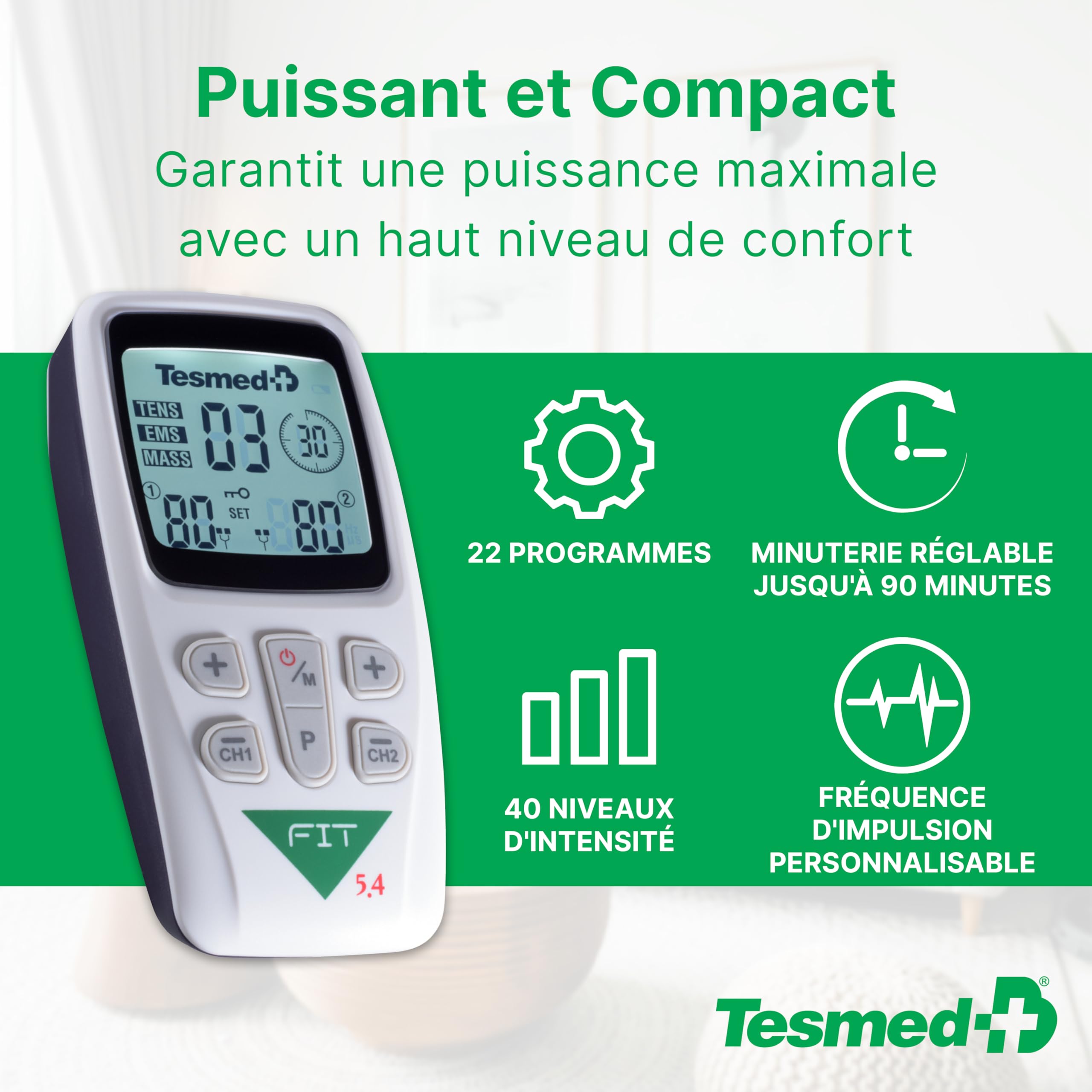 TESMED Fit 5.4 Elettrostimolatore EMS TENS con ABS Pad Addominali Incluso