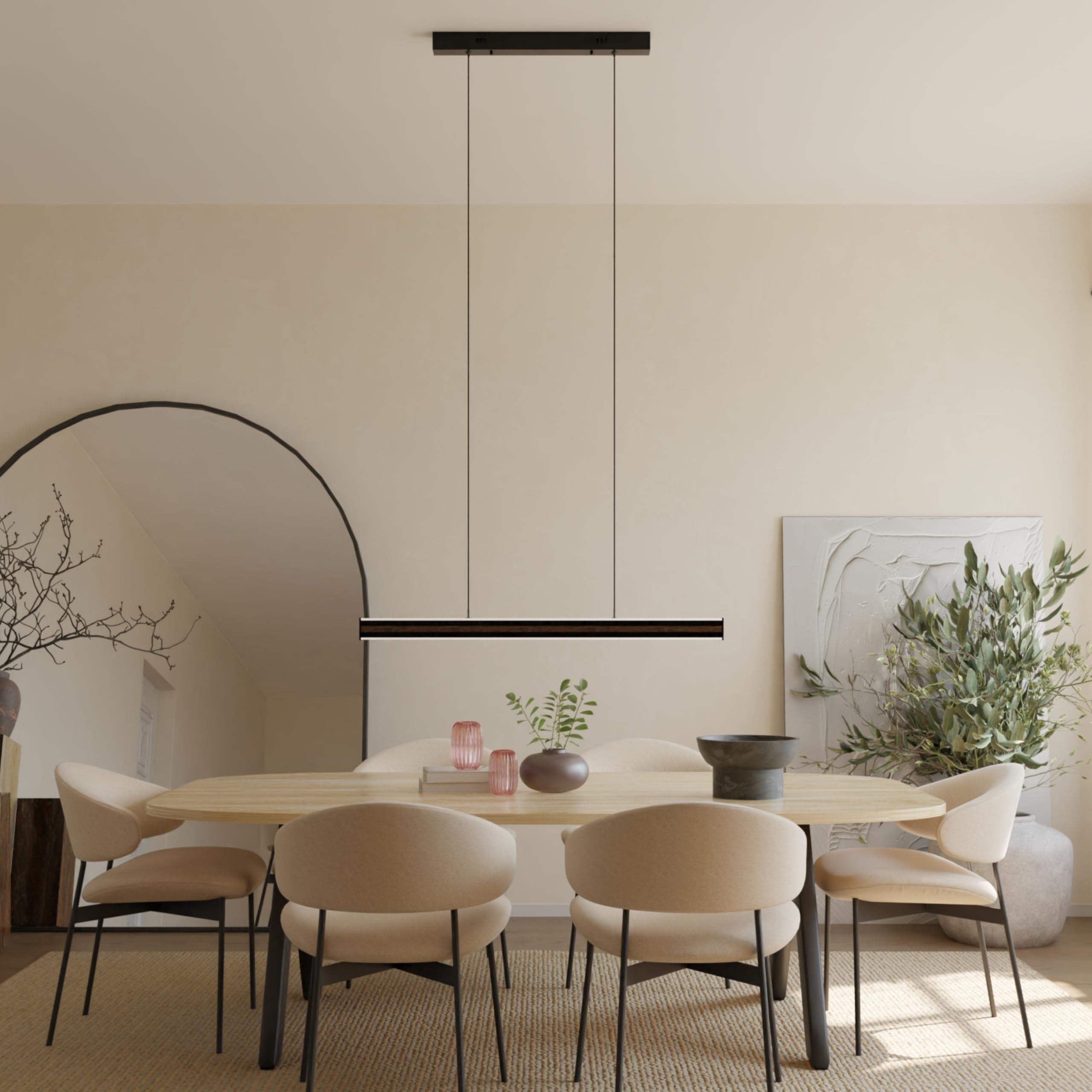 Kalea Designer Pendelleuchte V2, LED Hängeleuchte dimmbar Hängelampe, 2200 K - 6000 K, Amazon Alexa & Google Home, Tuya (Schwarz, 150cm)