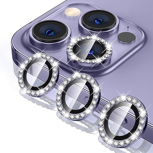 Tensea Protector de lente de cámara para iPhone 14 Pro Max, protector de lente de cámara de vidrio templado 9H, protector de pantalla, anillo