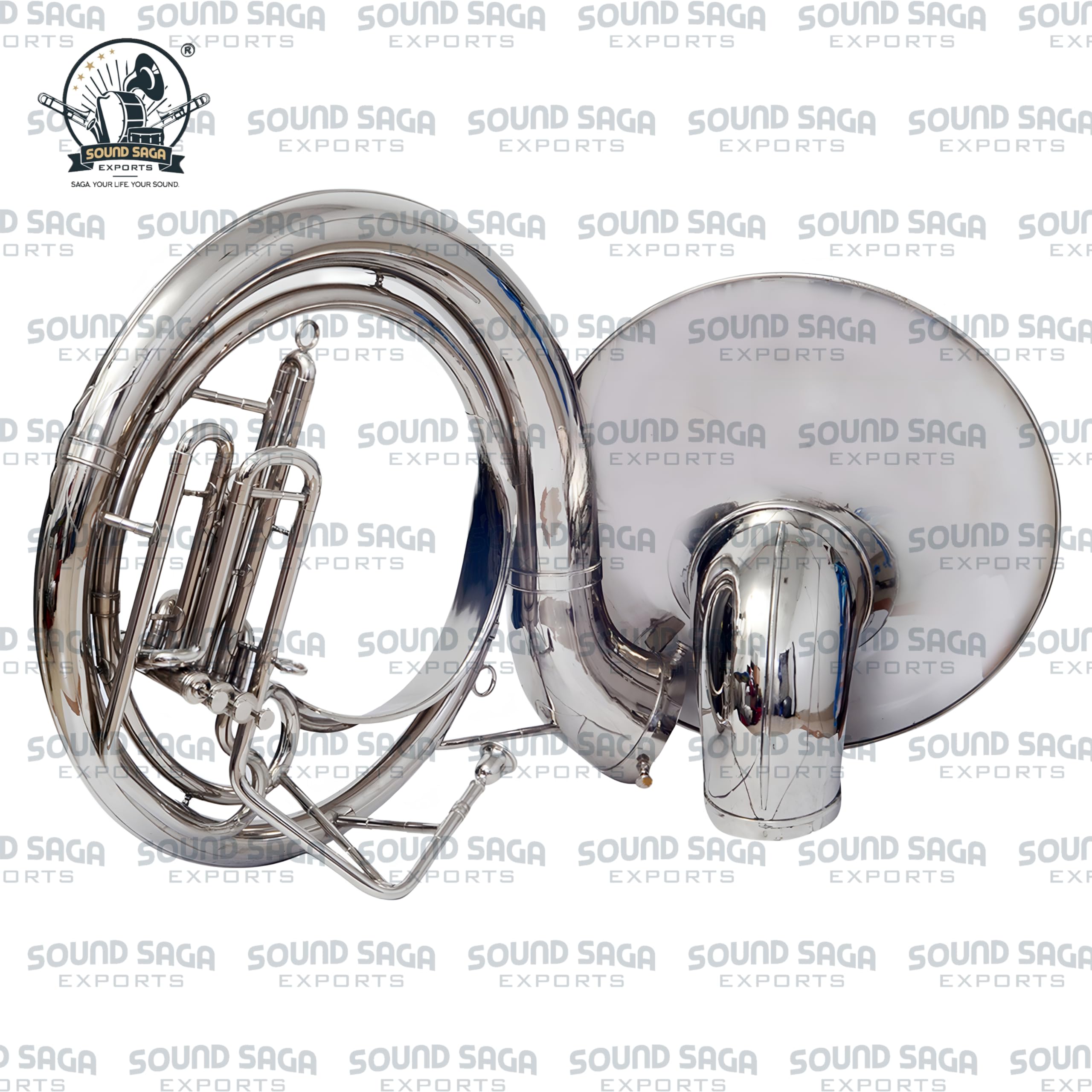 BBb 61 cm suzafon mosiężny instrument dęty z ustnikiem i torbą koncertową dla orkiestry marszowej, zespołu szkolnego, początkujących, studentów i średnio zaawansowanych muzyków (srebrny)