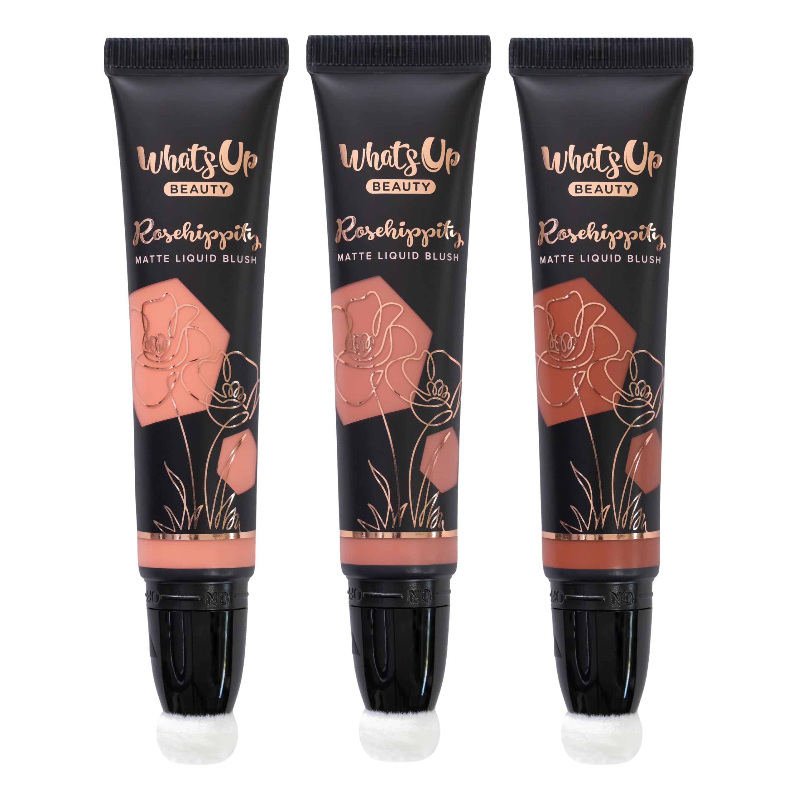 Whats Up Beauty - 3 Rosehippity Matte Liquid Blushes (Osiana, Heirloom, Leonidas) Clean Cruelty Free Vegan Skin-Loving Ingredients Cheek Makeup