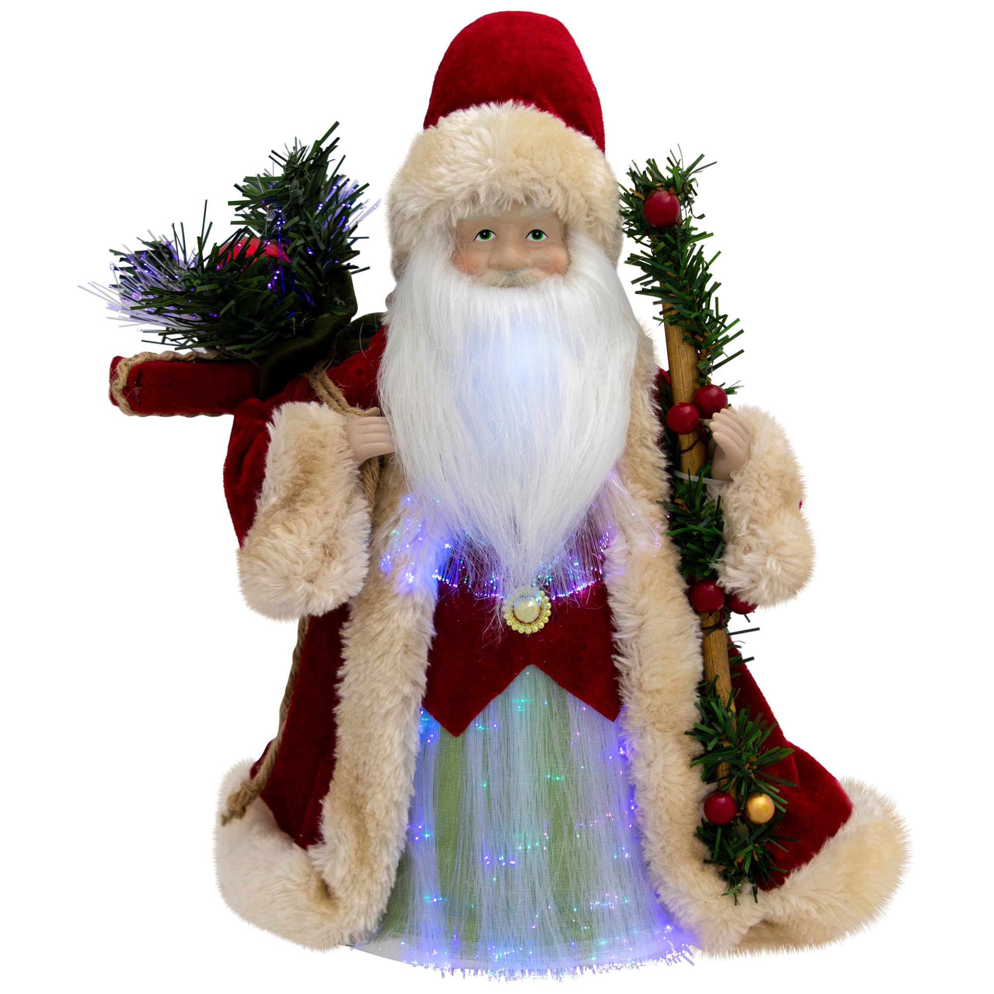 Lighted Color-Changing Fiber Optic Santa Claus Christmas Tree Topper - 12