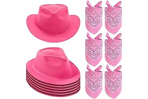 6 Set Pink Cowgirl Hat and Bandana
