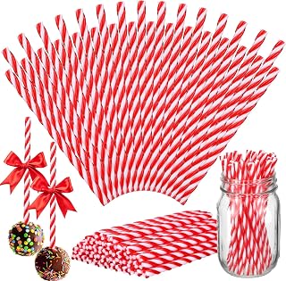 48 Pcs Christmas Hot Cocoa Bar Supplies Hot Chocolate Candy Red and White Candy Cane Sticks for Coffee Bar Stocking Gift Stuffers Party Favor