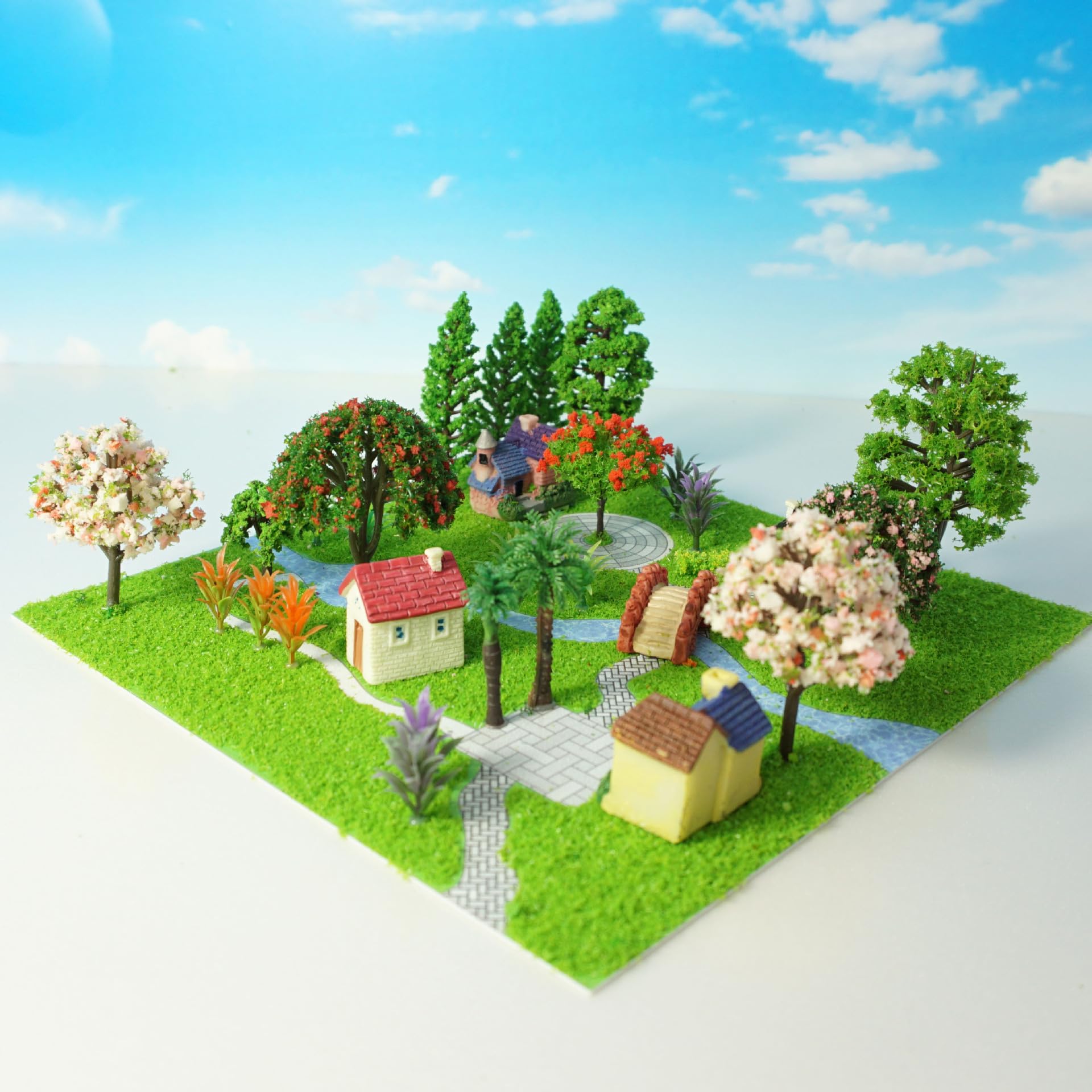 DIY Mini Village House Set Villa House Miniature Ornament Kits for DIY Scene Fairy Garden