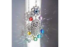 Hamsa Hand with Evil Eye Protection and Chakra Healing Crystals