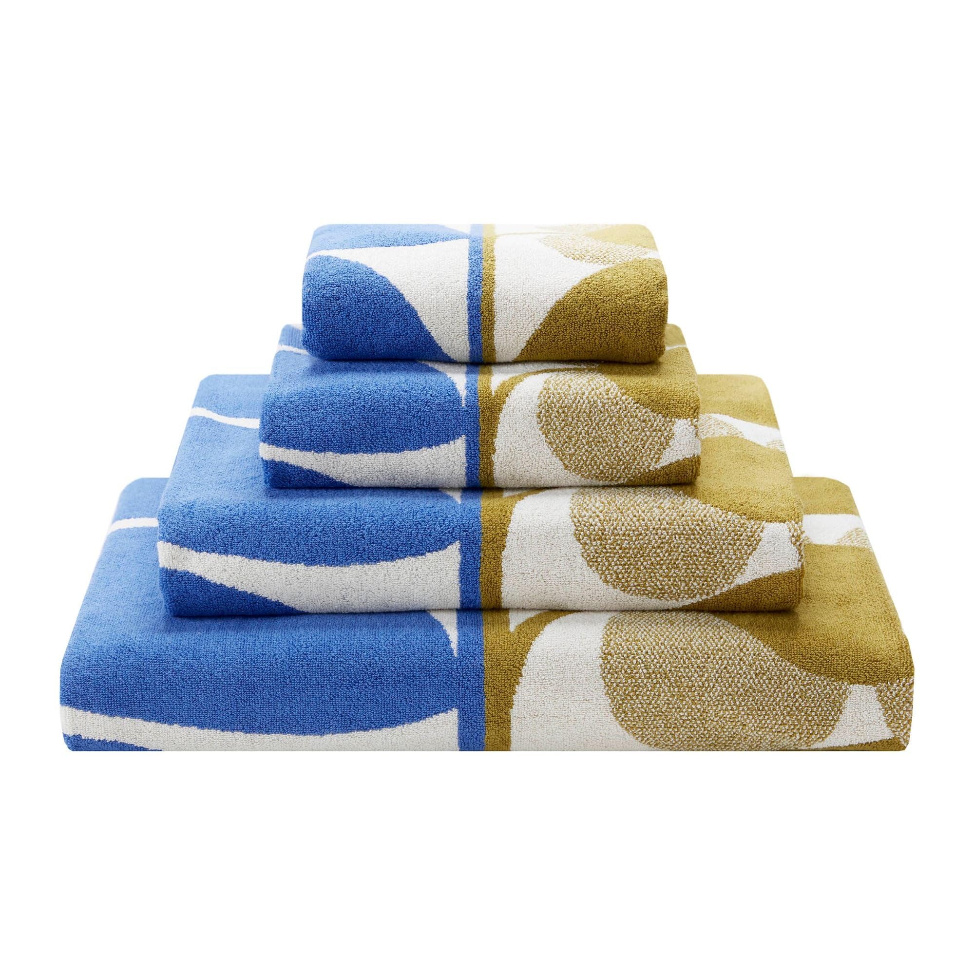 Orla Kiely Ocean Blue, Mustard Bathroom Towels In Stem Bloom Duo, Blue Fawnsize: Hand Towel, 50X90cm