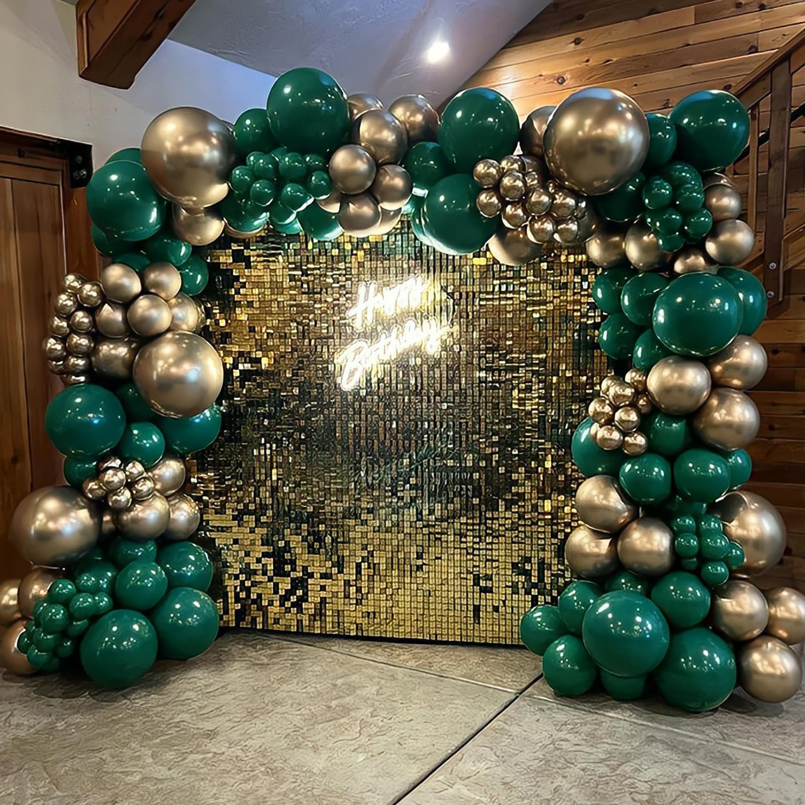 Amazon.com: Kit de arco de globos verdes y dorados, 144 unidades, color
