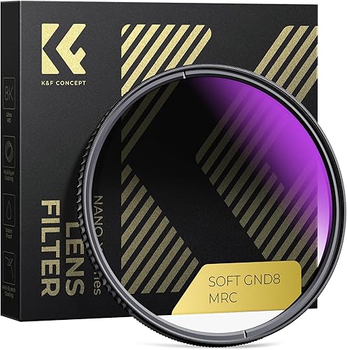 Miniatura 1 de K&F Concept Filtro de lente GND8 suave de 2.638 in (3 topes) Filtro de densidad neutra graduada suave con 28 recubrimientos multicapa para lente de