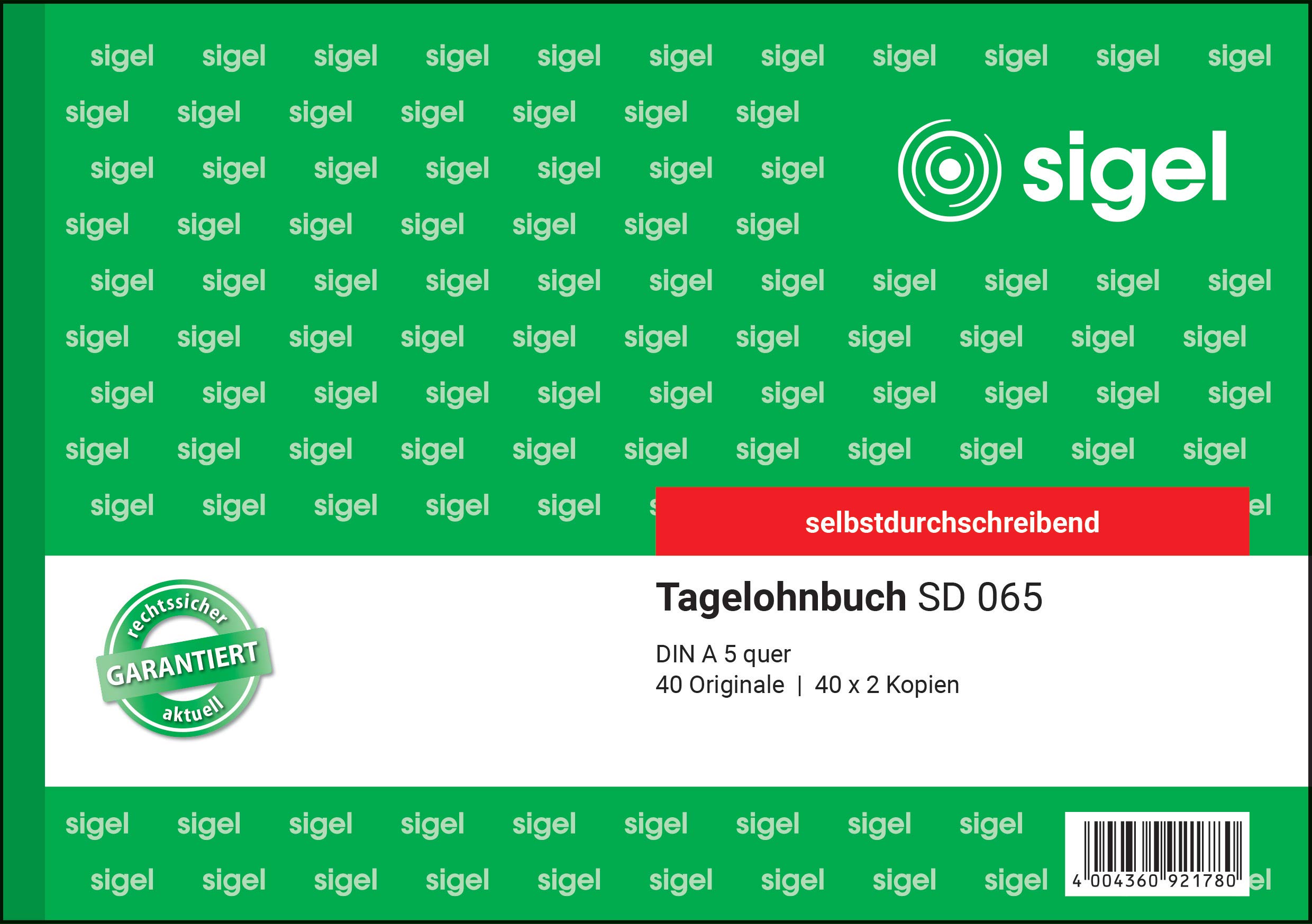 SIGEL SD065/5 Day Pay Book A5 Landscape, 3 x 40 Sheets, Carbonless Copying, Pack of 5
