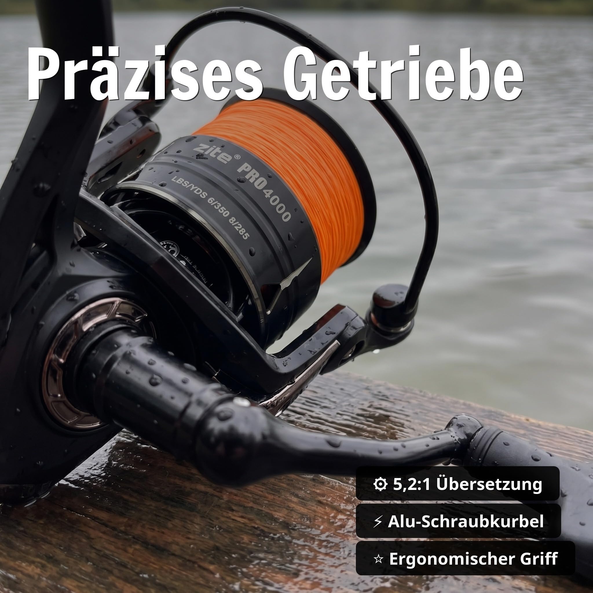 Zite Fishing Spinning Reel Pro 2000–4000 bespulte Angelrolle | Spinnrolle mit Frontbremse | 8+1 Kugellager, Aluminium Klappkurbel & Ergonomischer Griff | Für Forelle, Barsch, Zander, Hecht Angel