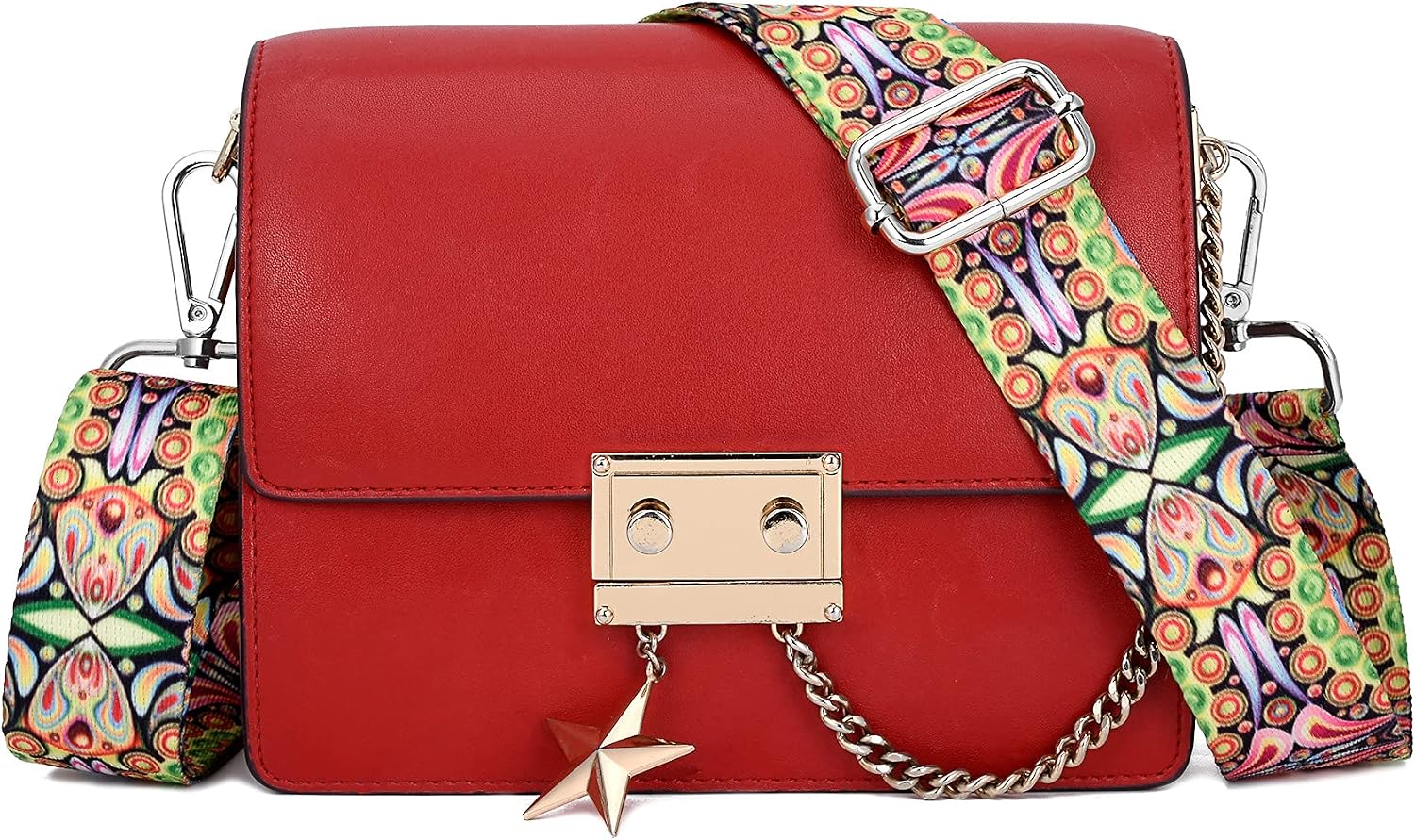 Silvery Buckles Wide Shoulder Strap Adjustable Replacement Belt Crossbody Canvas Bag Handbag image 4