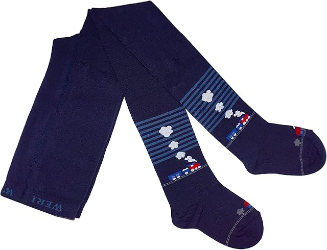 Weri Spezials Cotton Children Tights for Baby and Boys with Railroad Pattern in differen colours variations