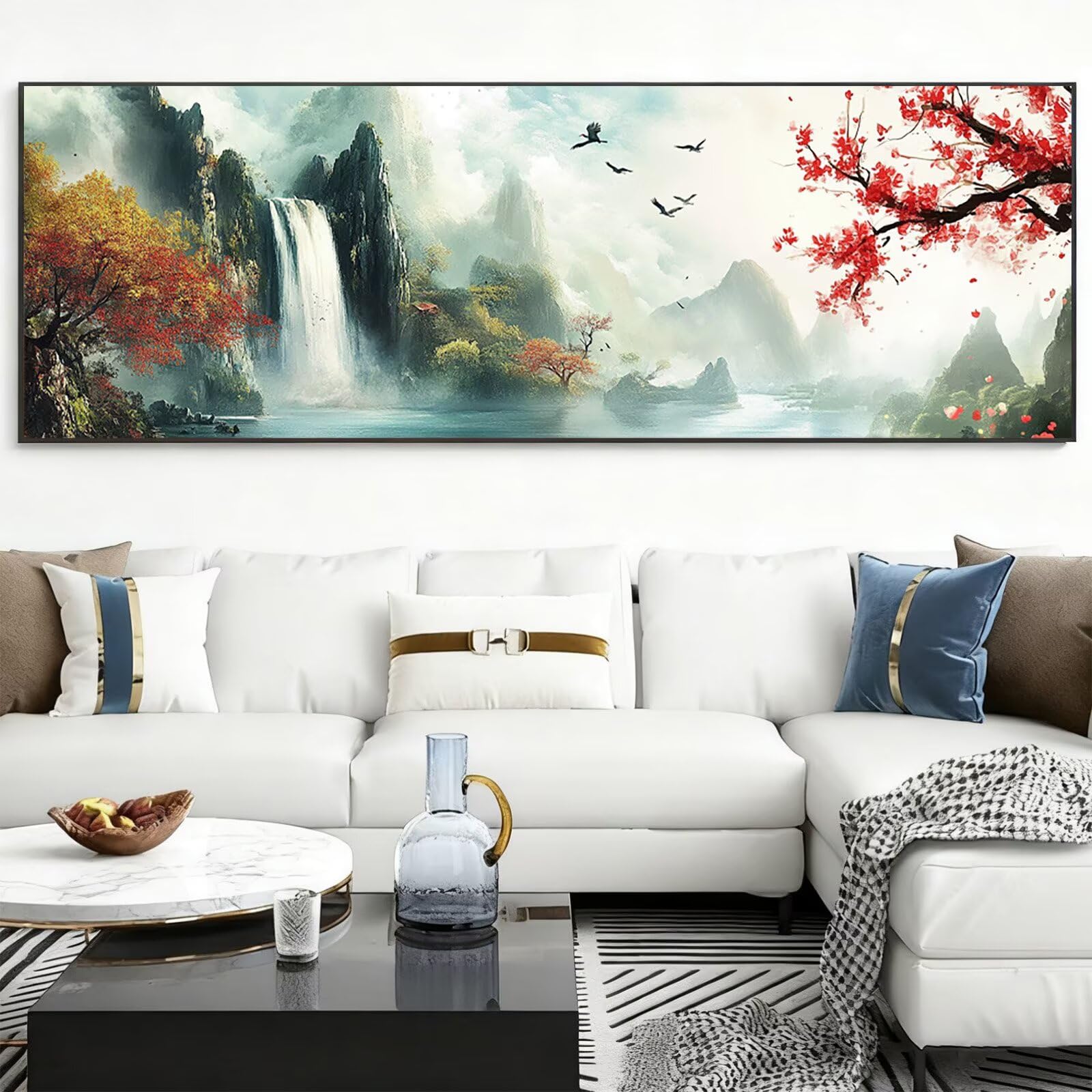 Krajobraz diamentowy stary diamentowy obraz dla dorosłych XXL 100 x 300 cm, 5D diamentowe malowanie dla dorosłych, DIY diamentowy obraz ze strasu zestaw do dekoracji ścian domu, prezent dla kobiet