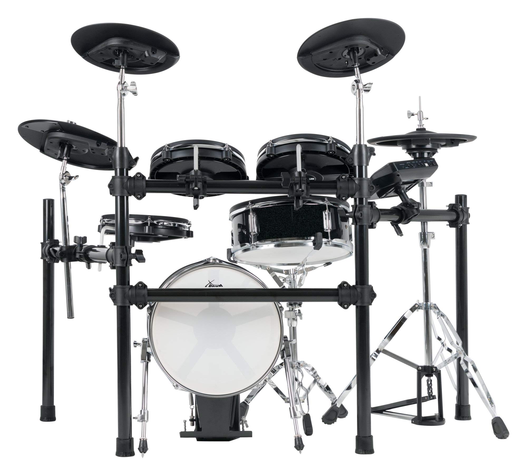 XDrum DD-650 Mesh E-Drum Kit, 1x pad de bombo de 14" con carcasa de madera | Batería electrónica con Mesh Heads de doble capa, 1x pad de caja dual-zone de 14" con carcasa de madera, Módulo, 720 sonidos