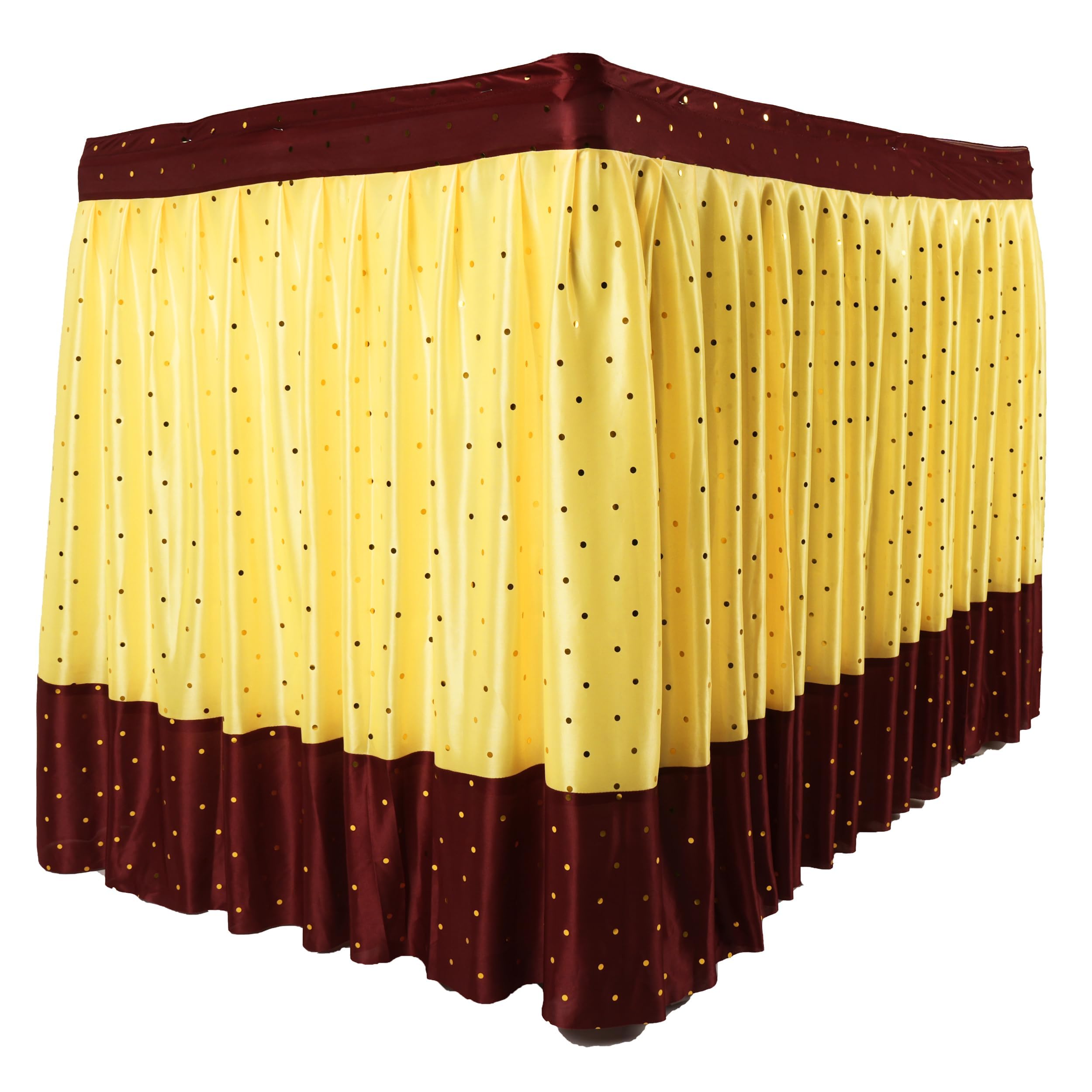 PRIYAKANT SAFAWALA Ganpati Decoration Table Frill Ideas at Home, Festival and Special Ganesh Chaturthi Decoration [Only Table Frill] (Size, Length 10 Feet and Hight 30 Inches, Maroon and Fown)-image-34