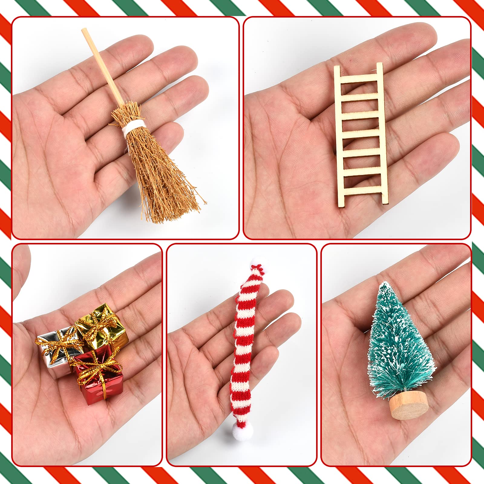 Accessoires Maison De Poupée Elfes De Noël - 16 Pièces Miniatures Cuisine (Tabliers, Ustensiles) - Jouet Créatif Pour Enfants, Décoration De Noël
