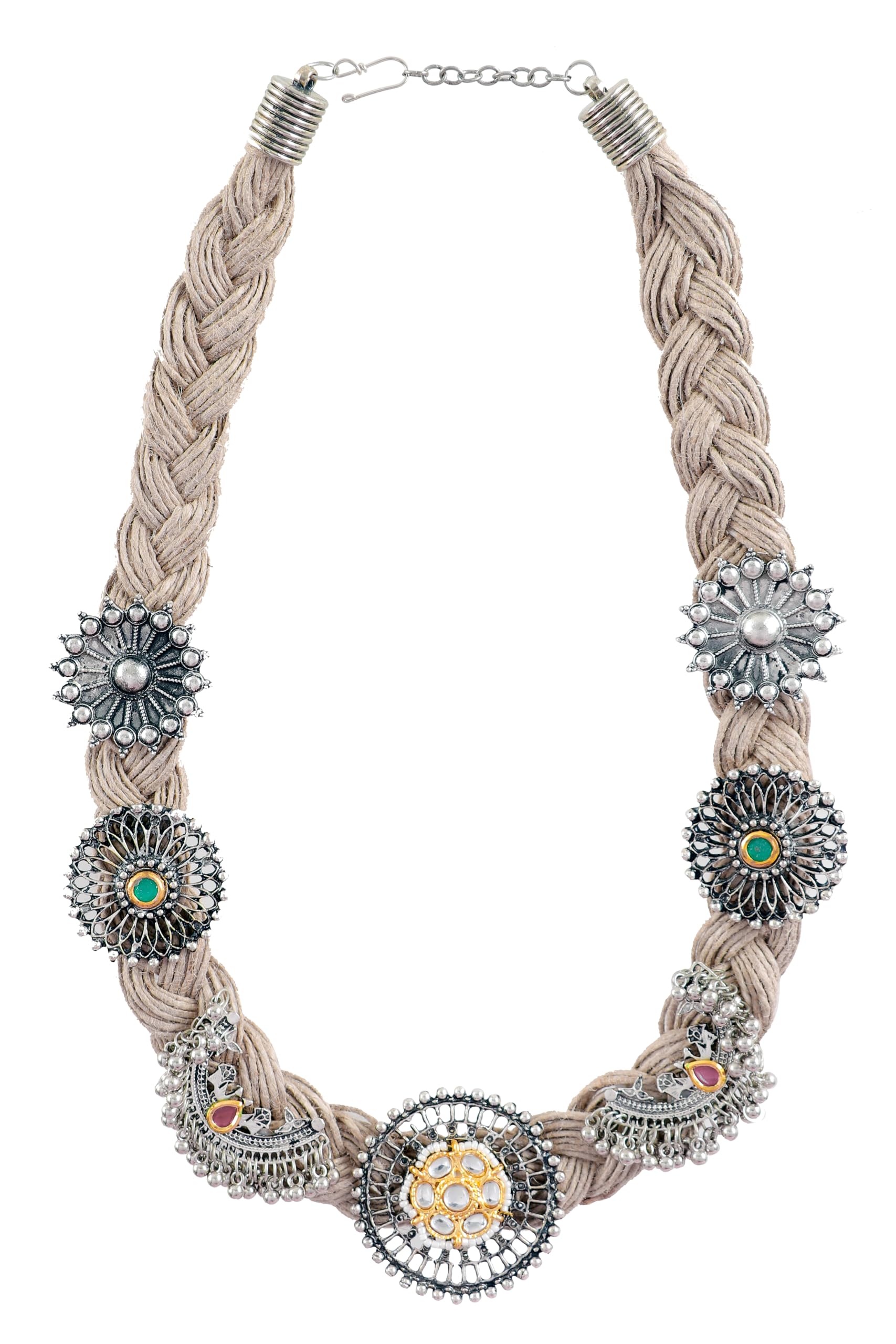 Siddhatva Ethnic Designer Jute Thread Oxidised Silver Antique Afghani Traditional Necklace Choker Jewelry Women Girls (B0CSSQP81R) Amazon Price History, Amazon Price Tracker