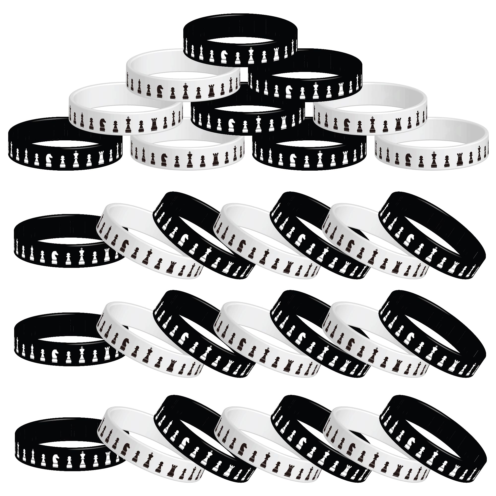 24 Pcs Chess Theme Rubber Silicone Wristbands Chess Competition Decorations Birthday Party Favors Supplies Decorations