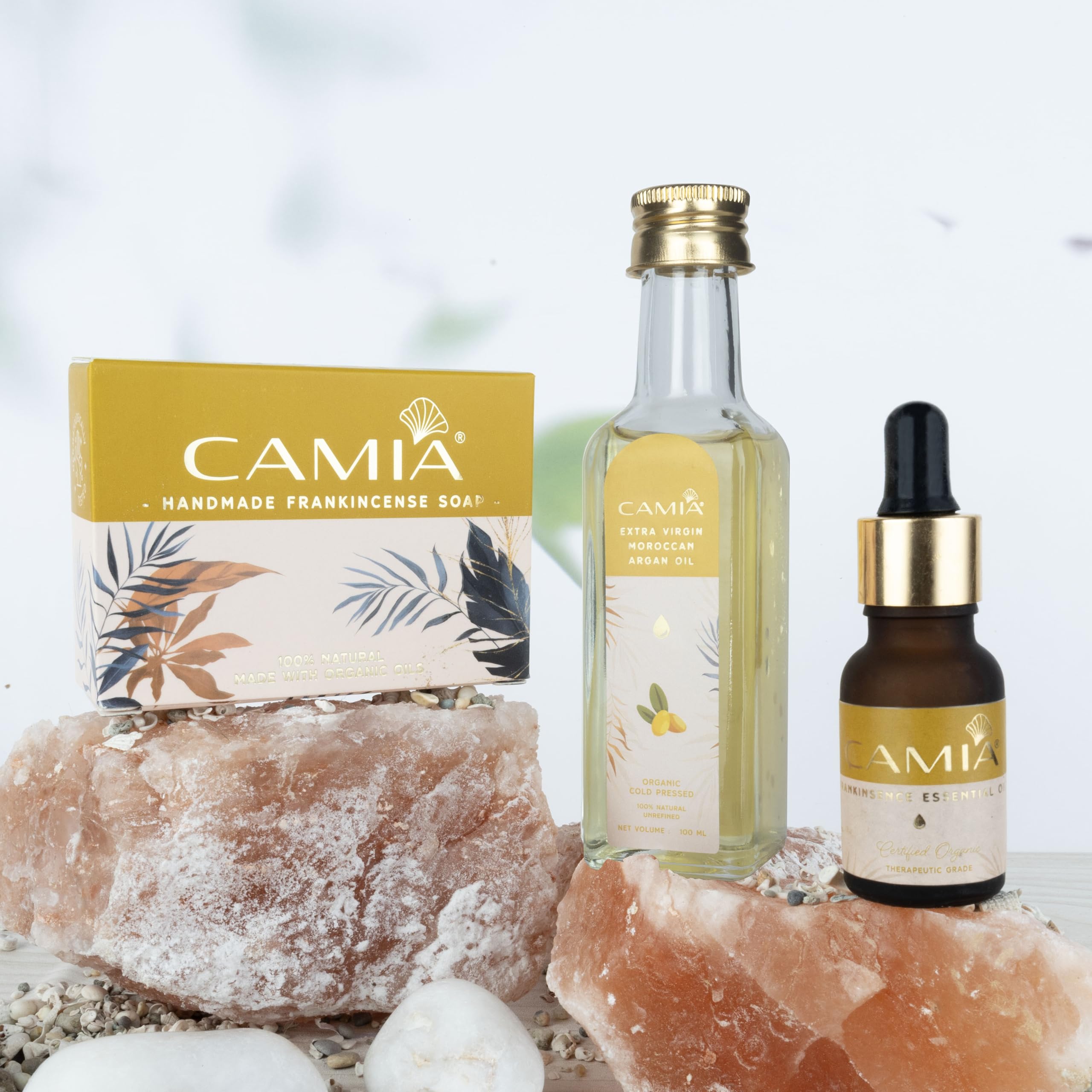 CAMIA Premium Moroccan Argan Oil, 100 ML + Frankincense Essential Oil, 15 ML + Frankincense Soap | Natural Skincare Set for Moisturizing, Anti-Aging & Glowing Skin | Youthful Radiance Kit-image-32
