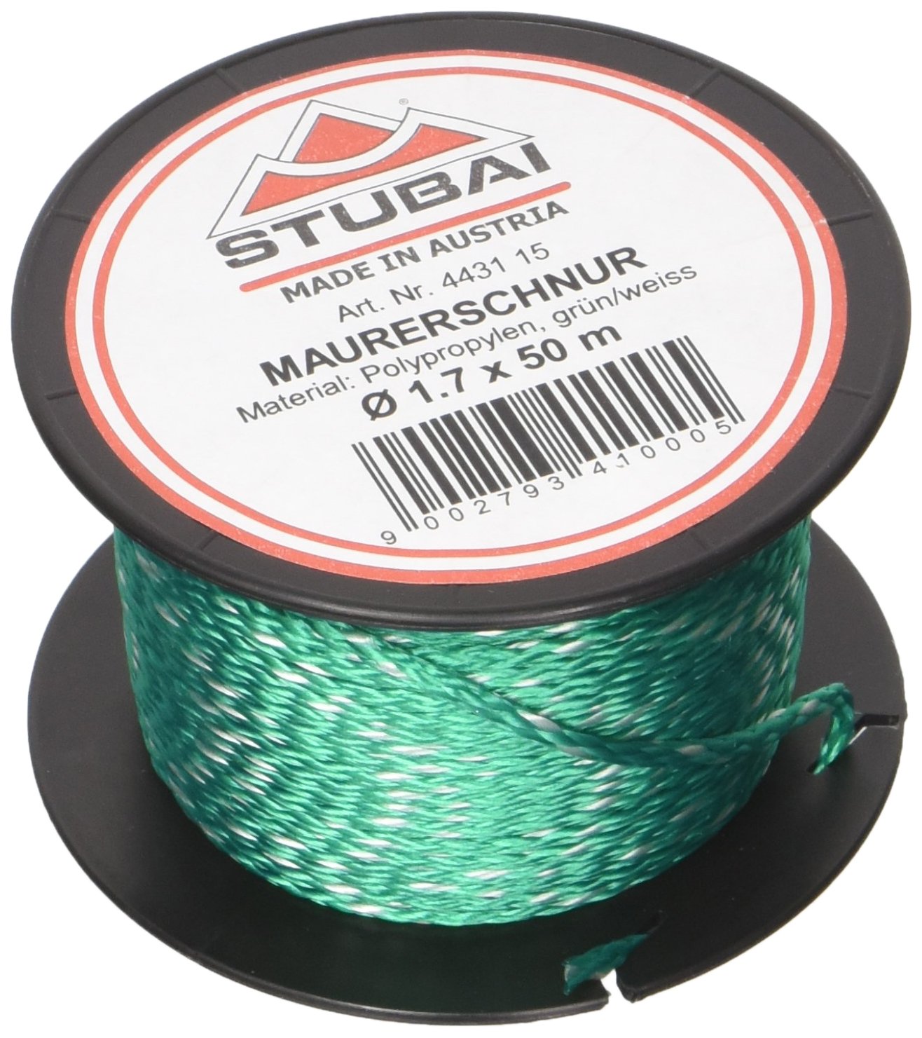 Stubai 443115 - Cordel de albañil en Carrete (diámetro de 1,7 mm, 50 m) Color Verde