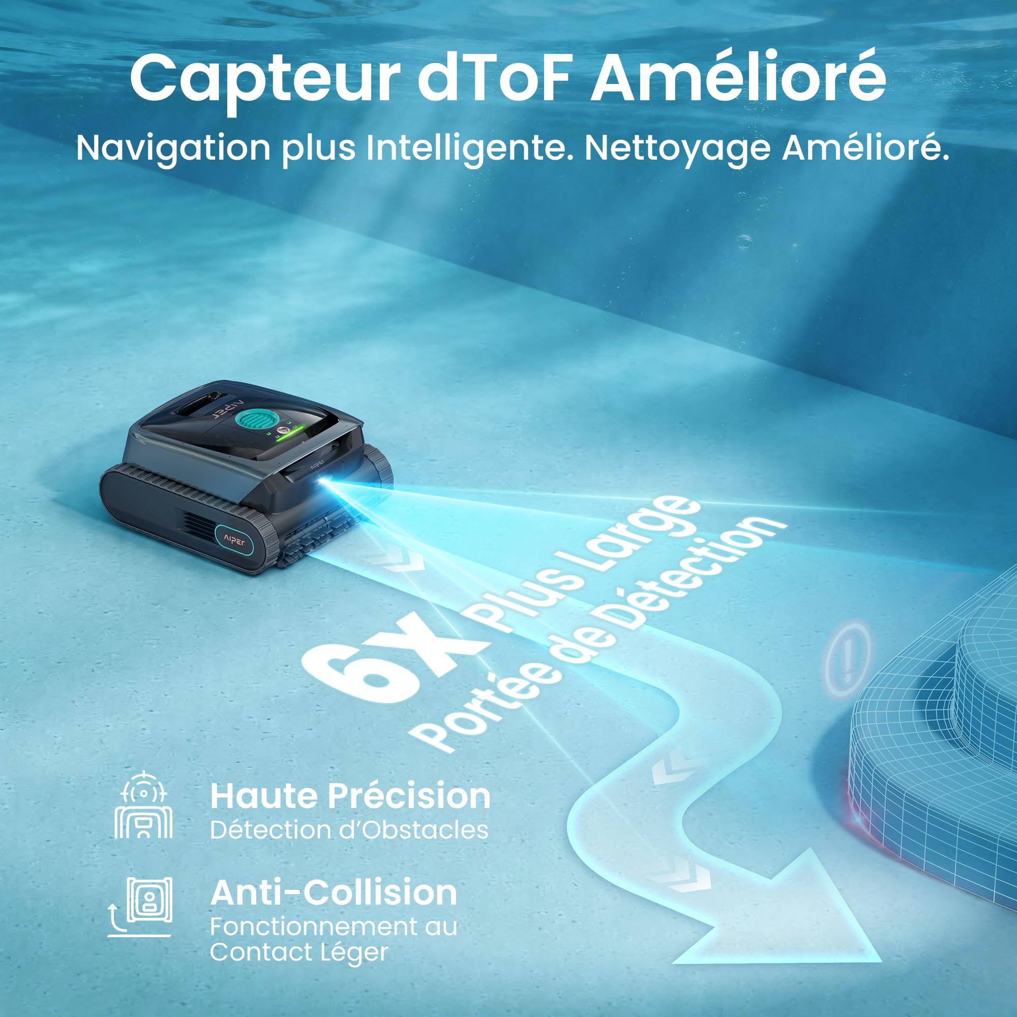 (Nouveau 2026) AIPER Scuba S3 Robot Piscine sans Fil Léger, Aspirateur Piscine avec Nettoyage Fond,Parois et Ligne d’Eau,Plan Hebdomadaire via App,Stationnement à la Ligne d’Eau,Navigation 11 Capteurs