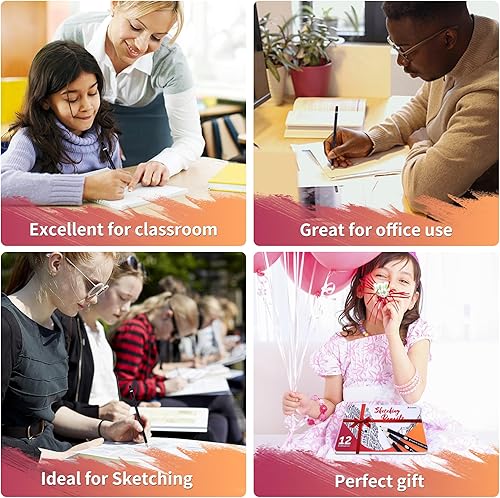 Miniatura 6 de 12 lápices de dibujo – Lápices de dibujo profesionales de grafito (8B-2H) en una robusta caja de metal – Ideal para dibujar, bocetar, sombrear para