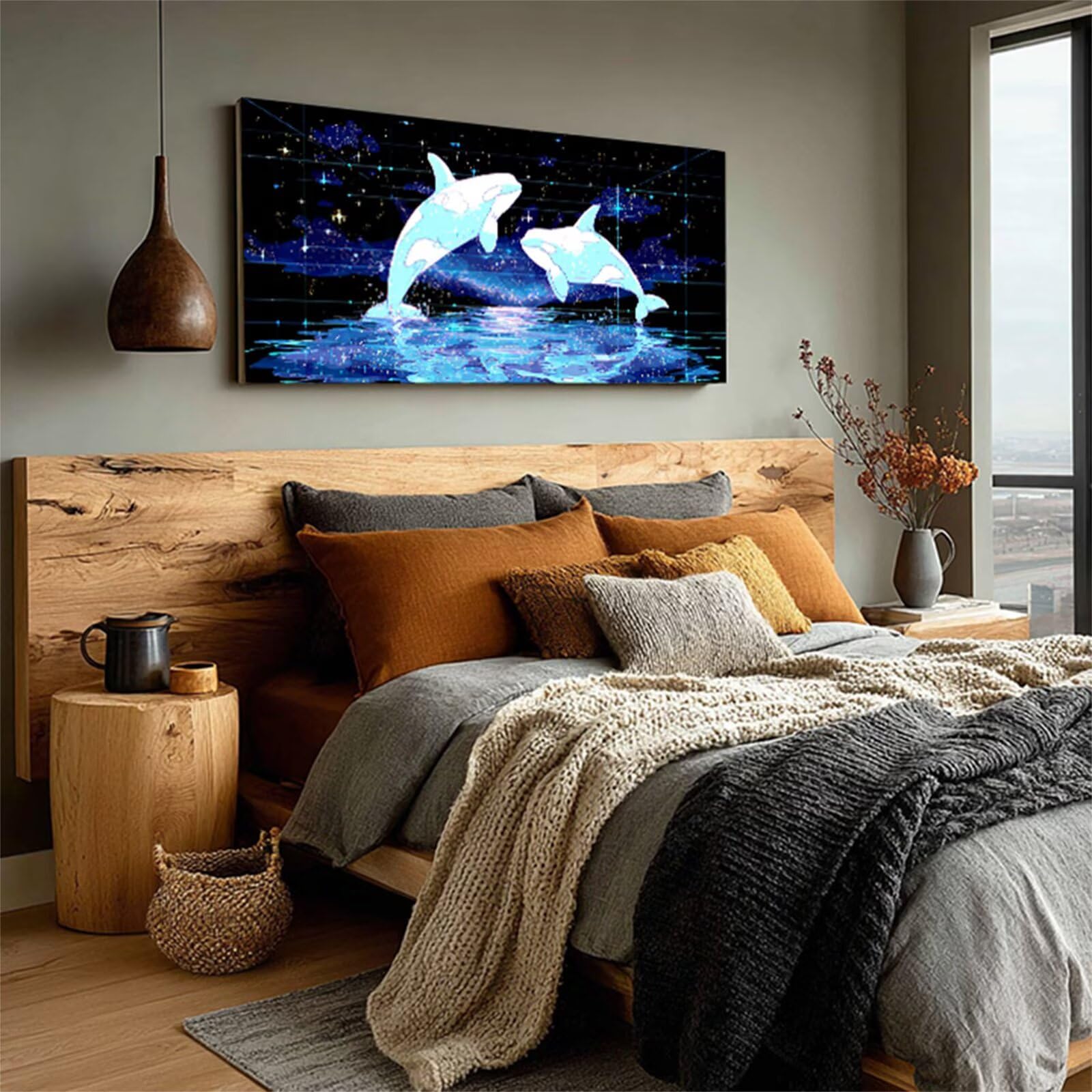 Dipingere con i Numeri Adulti Astratto, Balena Paint by Numbers Kit, Fai Da Te Passatempo per Adulti Kit, Dipingere con i Numeri con Pennelli e Vernice Acrilica, Inverno Decorazioni, 160x70cm 6-5146