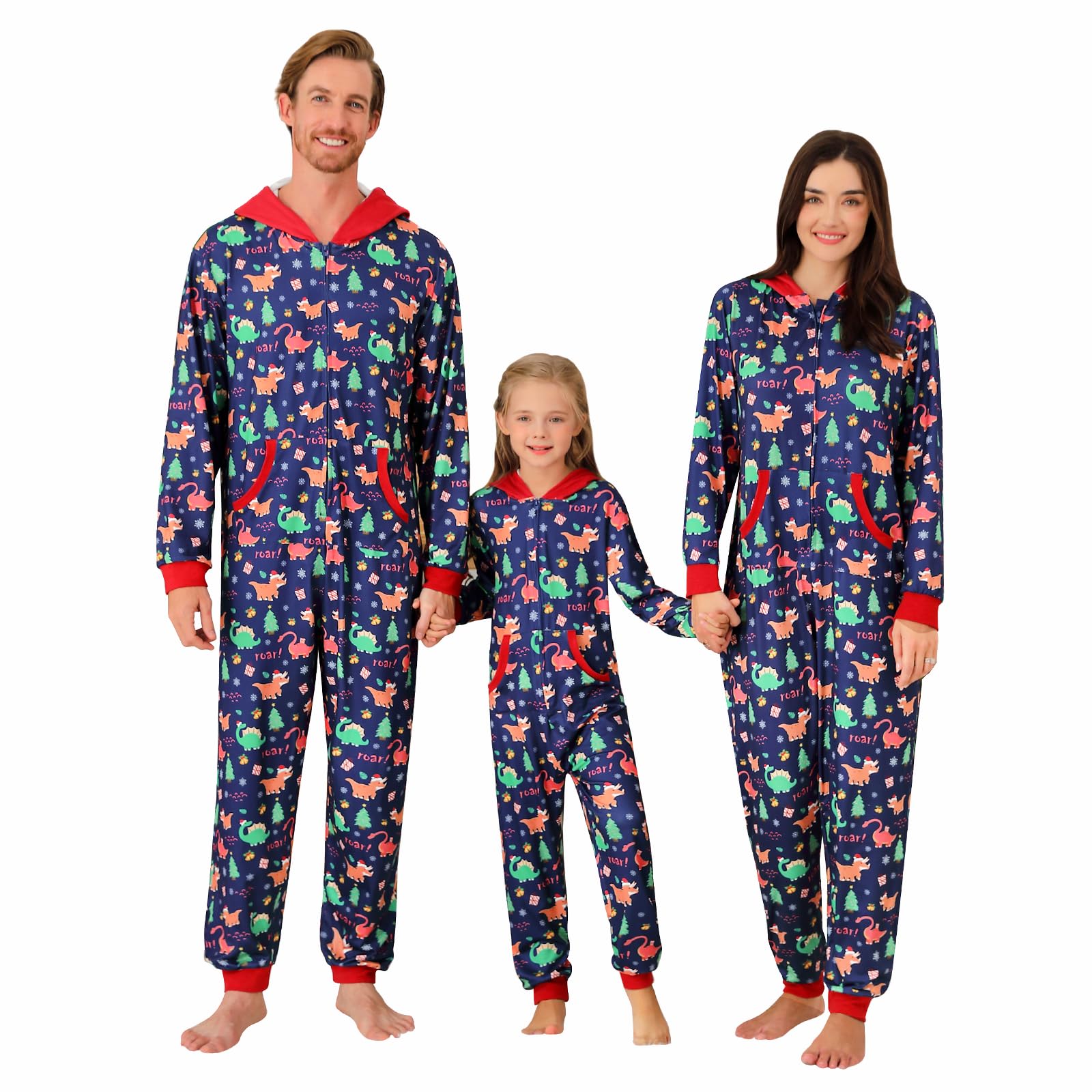 Weixinbuy Pijamas de Navidad para la familia, conjuntos de pijamas de Navidad a juego para adultos y niños, pijamas de Navidad con capucha