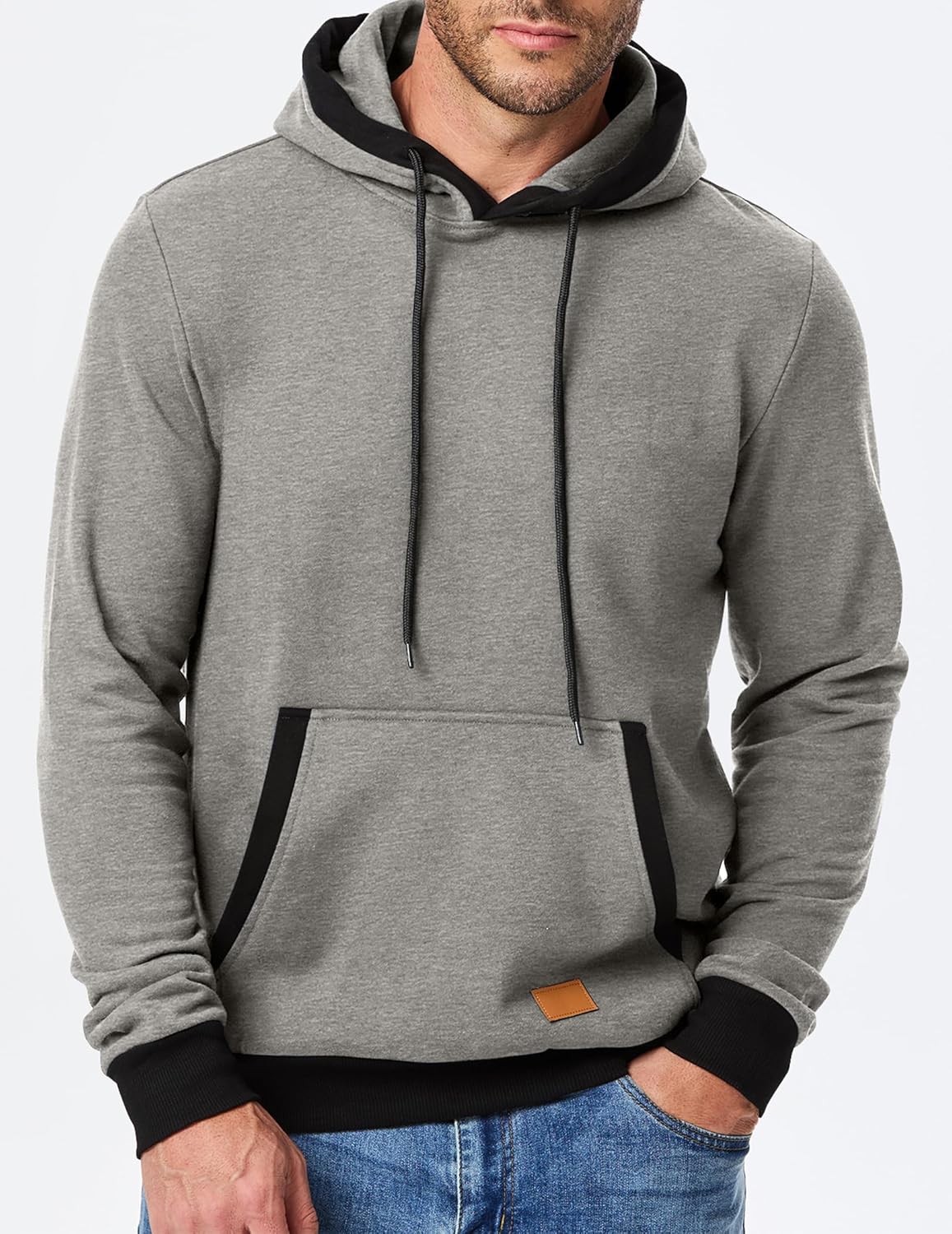 JMIERR Men's Cotton Casual Hoodies Sweatshirts Fashion Long Sleeve Drawstring Fleece Pullover Hoodie with Pockets - Image 8