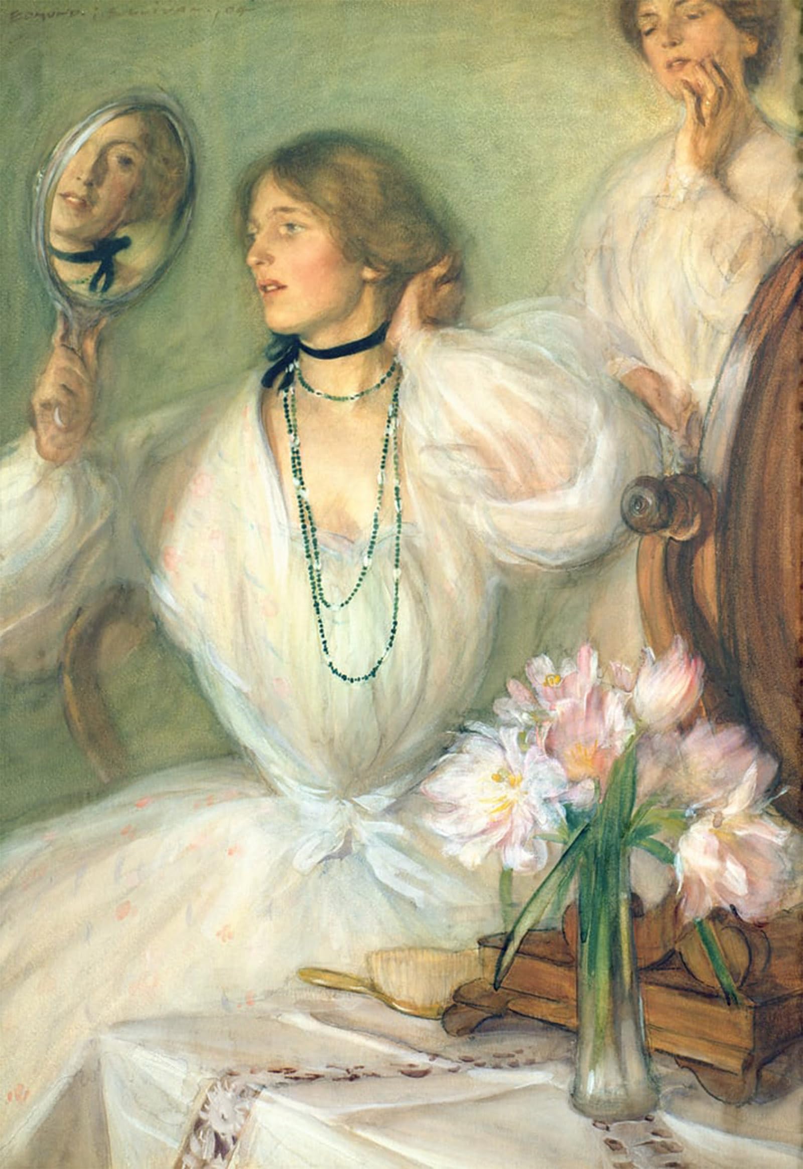 POSTERIIk Famous Modern Artwork Art Mural Lady Flora by Edmund Sullivan Oil Paintings Pictures for Home Decor 60x90cm