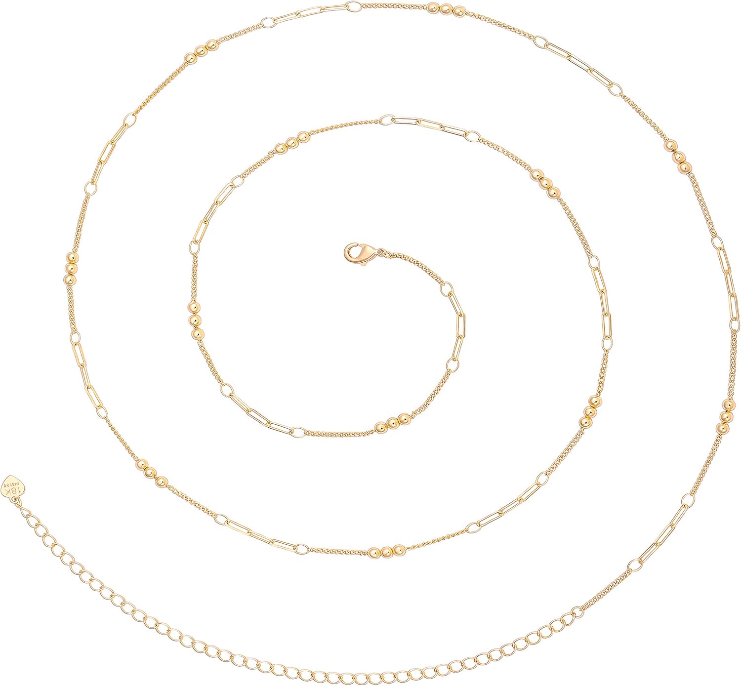 Adjustable 18k Gold Waist Chain, Beach Bikini Body Chain, Handmade Belly Chain