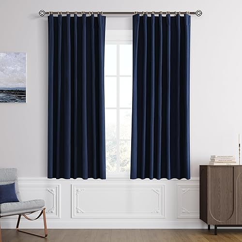 Miniatura 32 de Joywell Cortinas de lino 100% opacas de 45 pulgadas de largo, bolsillo para barra/pestaña trasera, cinturón de gancho/anillos de clip, cortinas de