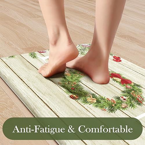 Miniatura 4 de KIMODE Juego de 2 tapetes de cocina antifatiga, antideslizantes, impermeables, ergonómicos, acolchados, cómodos para el hogar, lavandería, oficina,