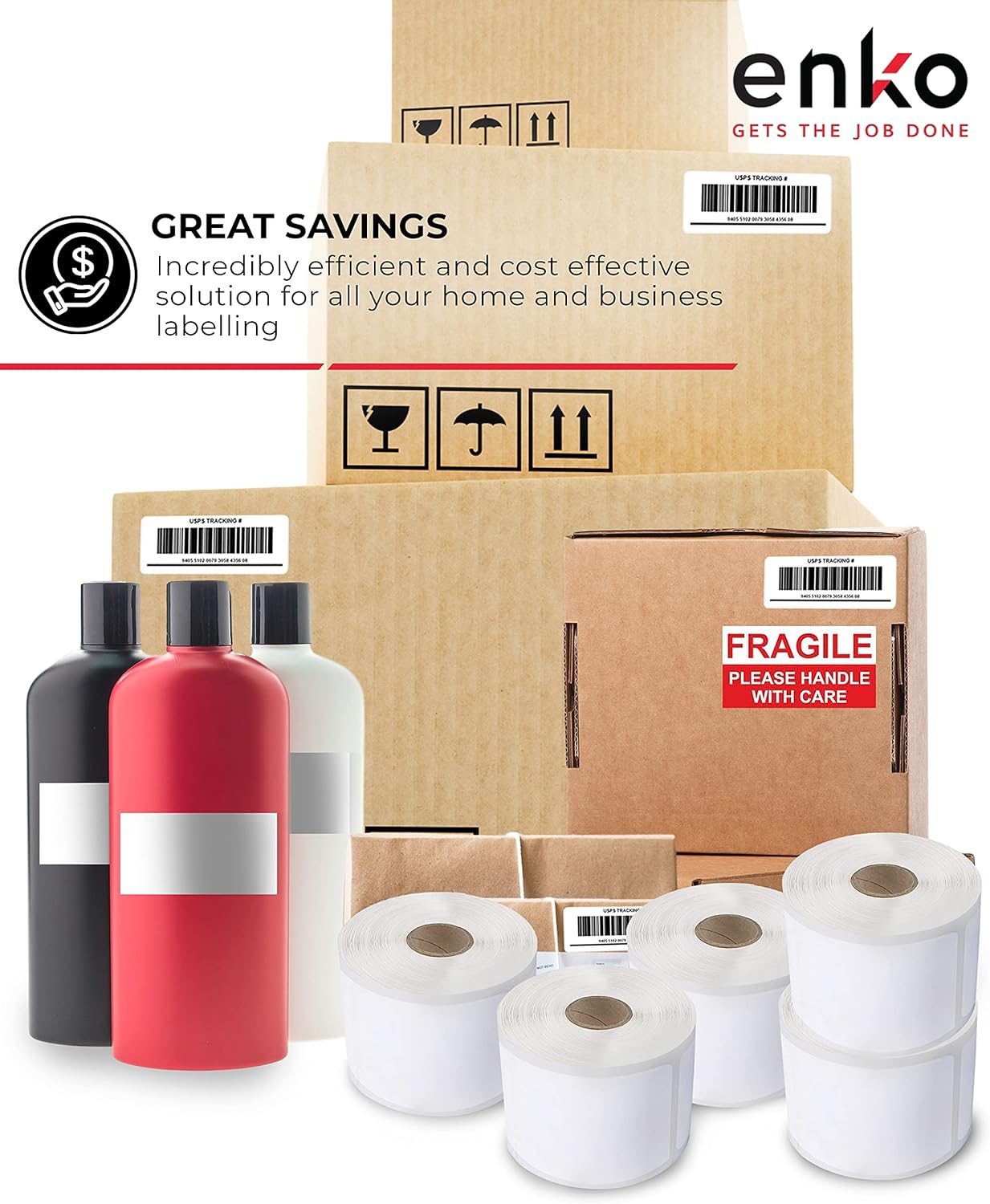 enKo - Compatible Dymo 30857 (2-1/4" x 4") Visitor Name Tag Badge Labels for Dymo LabelWriter 450 & 4XL [12 Rolls, 3000 Labels]