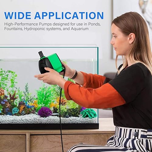 Miniatura 6 de Simple Deluxe Bomba de mesa de agua de elevación alta de 10 pies de 800 GPH y 24 W (3000 LH) con 3 boquillas, perfecta para pecera, estanque,