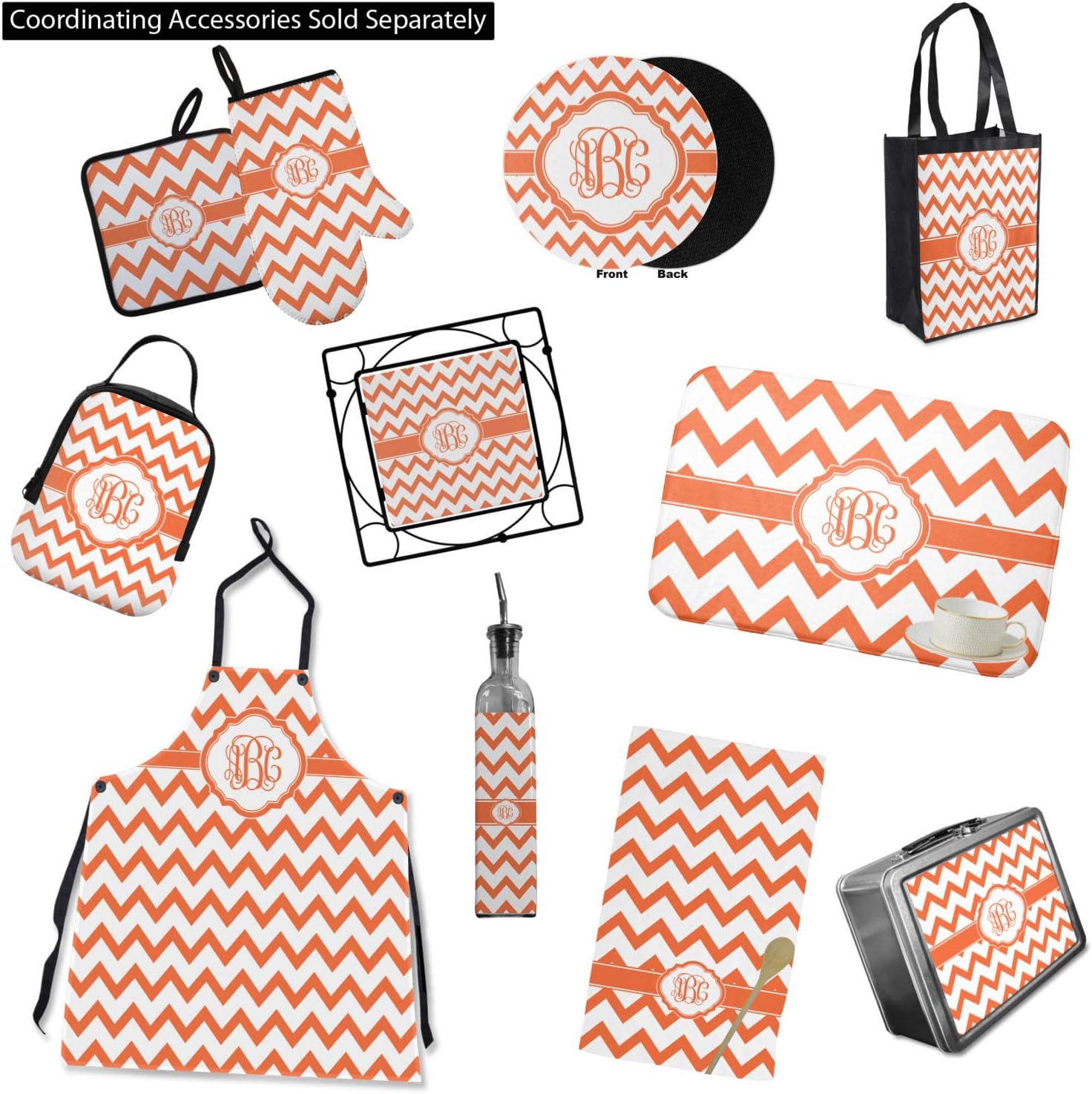 YouCustomizeIt Personalized Chevron Right Oven Mitt & Pot Holder Set w/Monogram