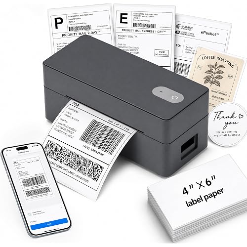 Bluetooth Thermal Shipping Label Printer, Wireless 4x6 Label Printer