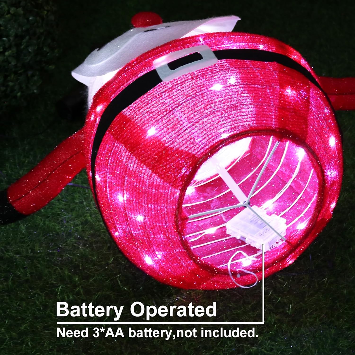 Christmas Decoration Santa Claus Decor, 2Ft Pre-Lit 45LED Light Up Collapsible Santa Decor, Pop Up Santa with Metal Stand for Indoor Outdoor Xmas Tree Garden Yard Home Party Decor