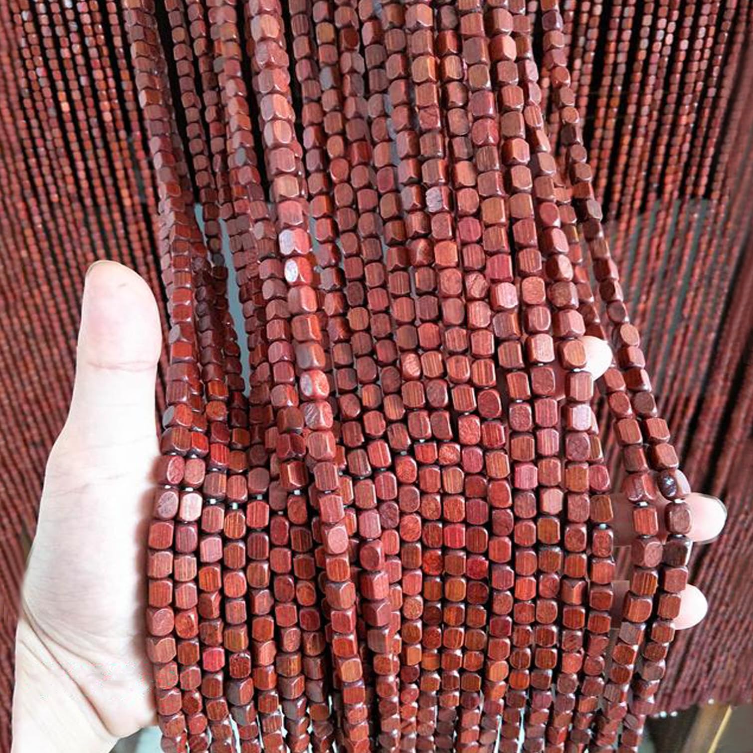 Rideau de Porte en Perles de Bois Suspendu,Rideaux en Perles de Bois Style Rétro,Panneau D'écran de Rideaux Cloisons pour Décor Entrée,Personnalisé,Largeur x Hauteur (80cm x 190cm(80 brins))