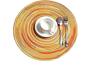 Round Table Placemats Set of 6 Bright Yellow Woven Place Mat
