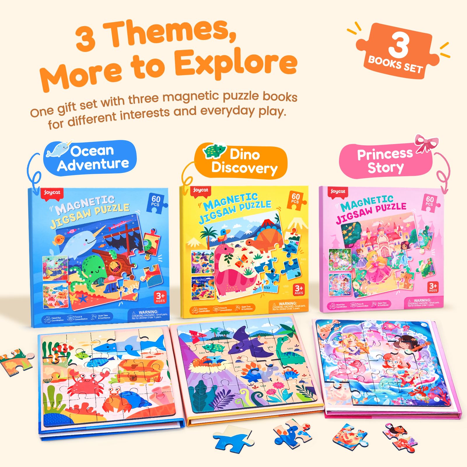 JoyCat Magnetic Puzzles for Kids - 3 Themes! -2